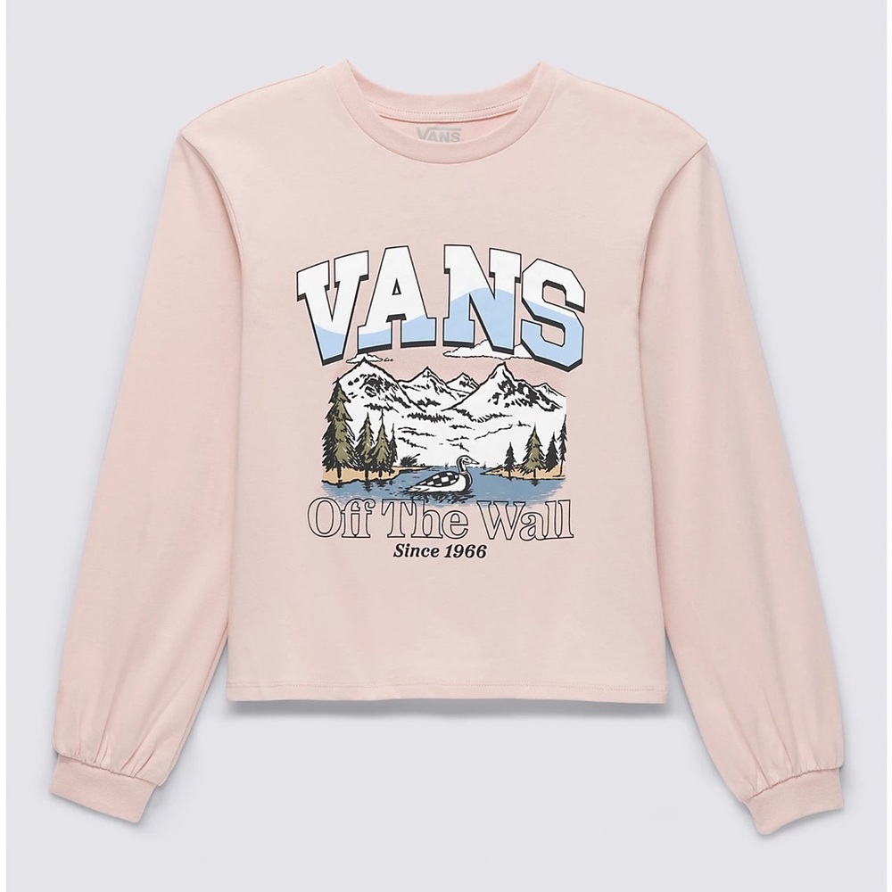 Vans Pink Mountain Graphic Long Sleeve Tee Off The Wall Springs LS girls XL